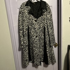 Jerry T Womens Zebra Print Jacket Large Boutique Black And White Coat/ Dress