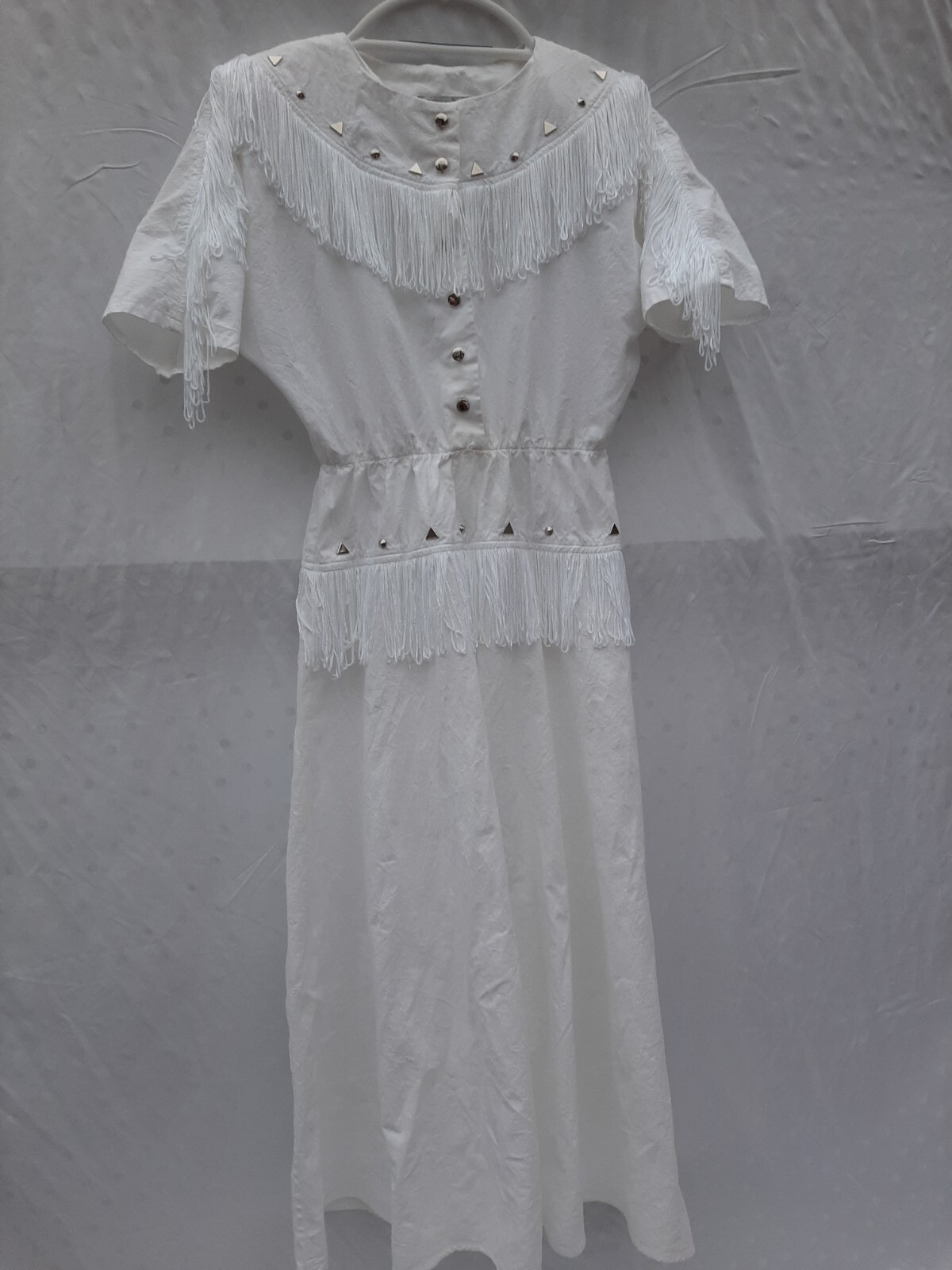 vtg lilia smitty dress 7/8 western/cowgirl white embellished fringe eBay