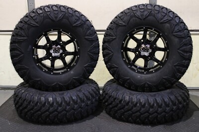 PIONEER 1000 30'' QBT 846 8 Ply RADIAL ATV TIRE 14'' COBRA BLK WHEEL KIT 13710K