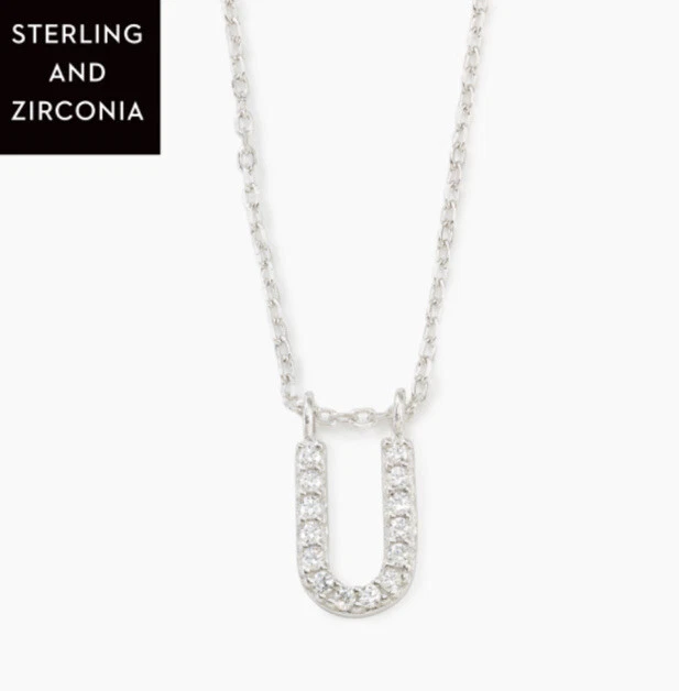 Touchstone Crystal Initial Necklace Sterling Silver Zirconia 15
