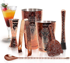 SKY FISH Set Di Shaker per Cocktail - Kit Barman per Cocktail in Rame Inciso in