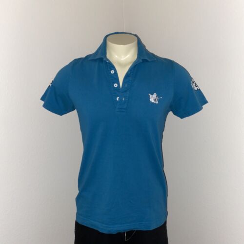 TRUE RELIGION MENS BLUE POLO T-SHIRT SIZE M - Picture 1 of 6