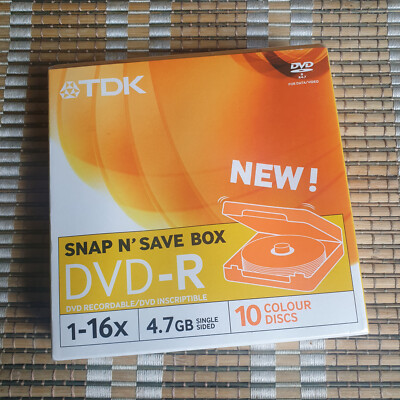10x TDK DVD-R Rohlinge 4,7GB in Aufbewahrungsbox (Snap n' save Box) NEU