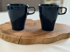Ikea Fargrik Stackable Tapered Coffee Mugs Cups Set Of 2 Navy Blue 8 fl oz Tea