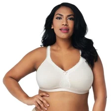 Curvy Couture Cotton Luxe Wire-Free Bra, Natural, 36D