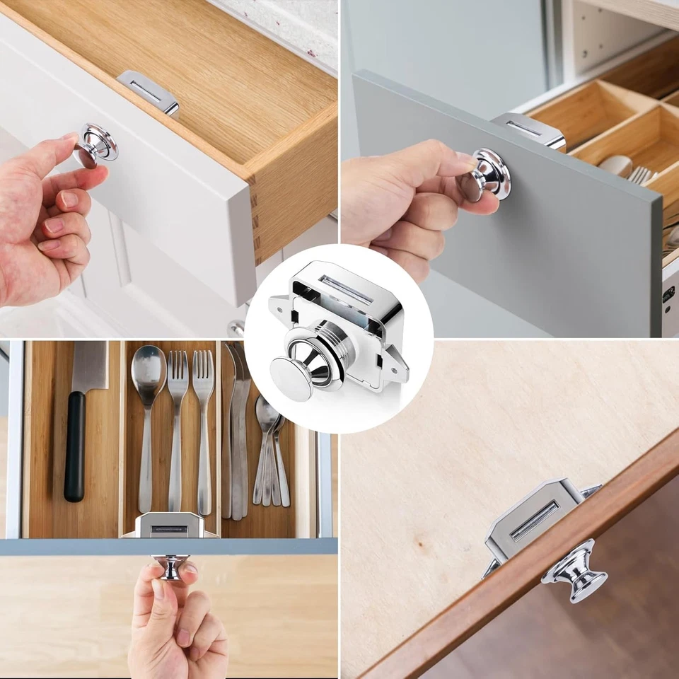 Push Lock Möbelschloss Schublade Schrank Für Camper Caravan Wohnmobil Wohnwagen - Bild 3 von 4