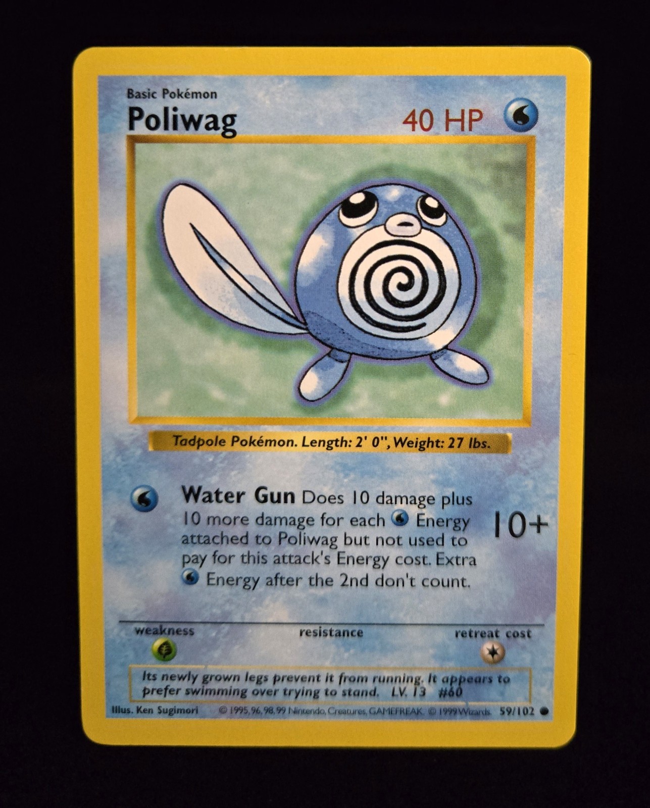 Pokémon TCG - POLIWAG - SHADOWLESS - 59/102 - WOTC - BASE SET (1999) - LP/NM