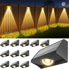 Solar Fence Lights Outdoor Waterproof High Brightness LED Spot Lens Deck Lights 