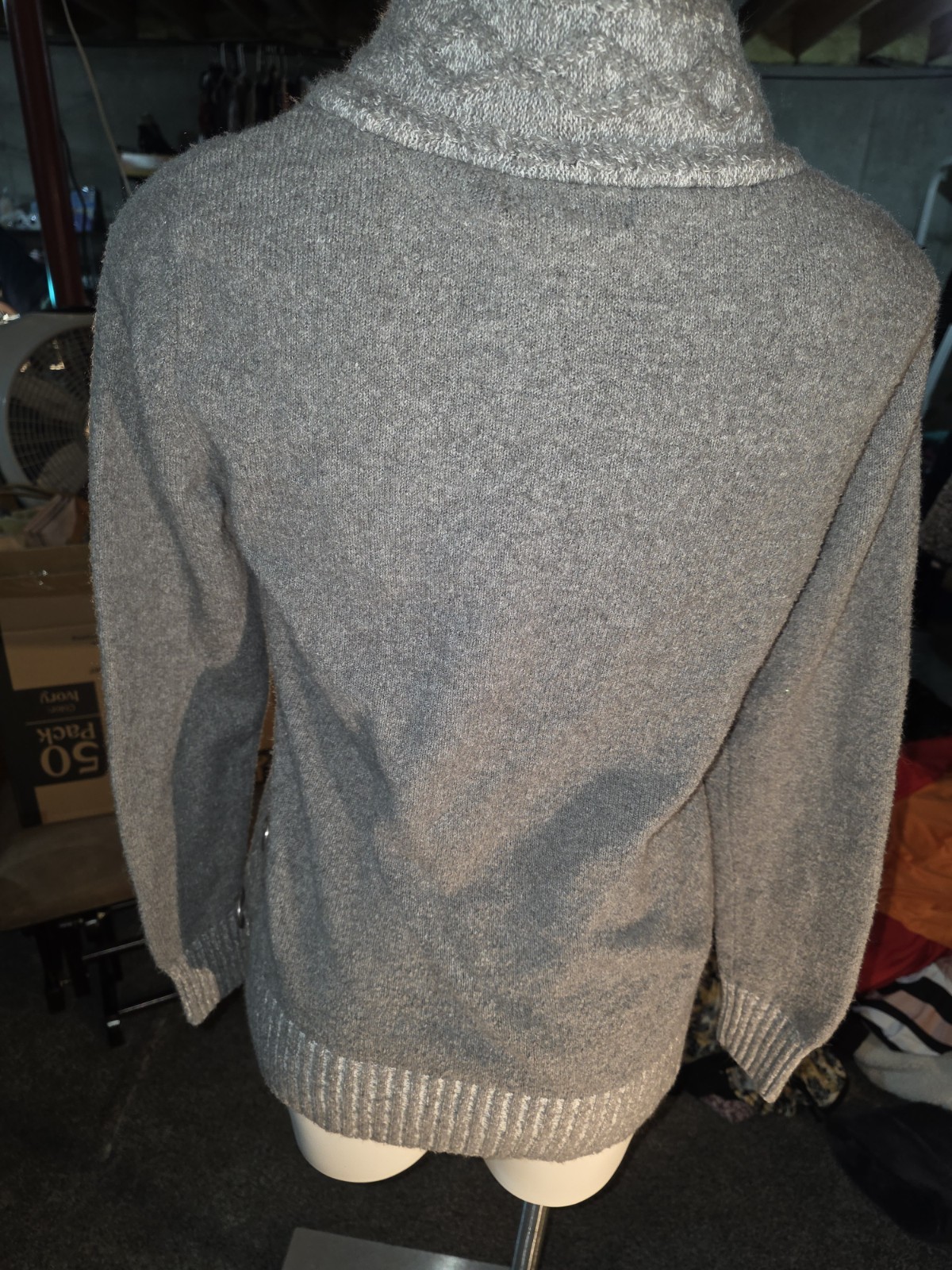 Style&Co. Solid Dark Gray Collared Long Sleeve Pu… - image 7