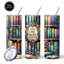 Vintage One More Chapter 20oz Insulated Tumbler Book Lover Stainless Steel Mug
