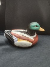 Vintage Jasco Mallard Duck Lint Remover Brush Ceramic Figurine Decoy Collectible