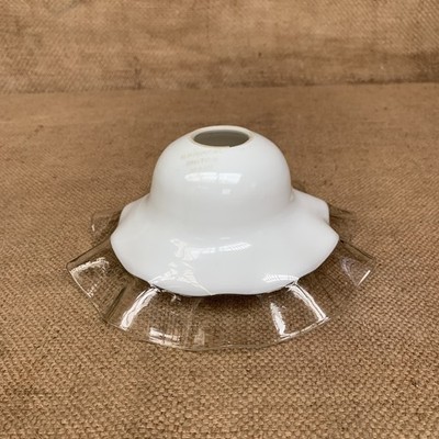 Vintage Milchglas Rüschenrand gekräuselte Lampe Lampenschirm Rüschen Jakobsmuschel