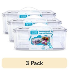 3 pack Stackable Nesting 4 Piece Plastic Organizing Storage Bins Arts Craft