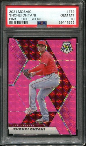 2021 Mosaic Shohei Ohtani Pink Fluorescent /10 PSA 10 #179 Los Angeles Angels