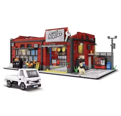 Modulare Auto Werkstatt Garage Klemmbausteine MOC Service Werkstatt 2819 Teile - Bild 1 von 4