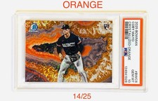 2025 BOWMAN COBY MAYO RC SSP CASE HIT CRYSTALIZED ORANGE REFRACTOR 14/25 PSA 10
