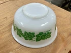 Vintage Mixing Bowl HAZEL ATLAS Milk Glass GREEN IVY PATTERN 5" X 2.5" Approx