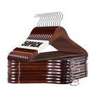Premium Wooden Hangers 50 Pack Non-Slip Coat Clothes Hangers w/Swivel Hook Brown