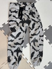 H M Halloween Sweatpants Joggers Gray Black Ghost 5-6 Youth Boys Bats Cotton
