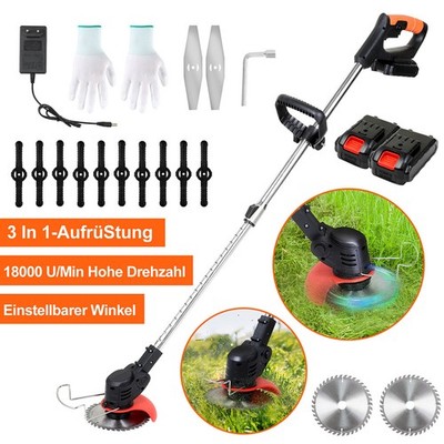 Rasentrimmer Freischneider mit 2x Akku Kunststoffmesser Trimmer Motorsense Profi