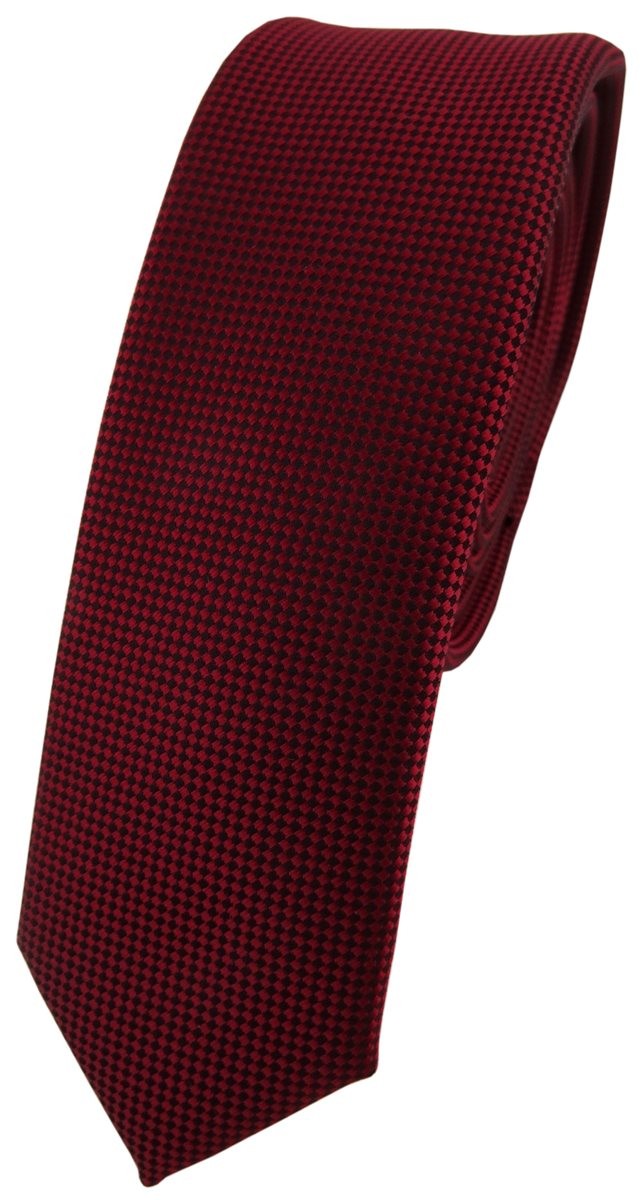 Modische schmale TigerTie Designer Krawatte in bordeaux dunkelrot fein gepunktet