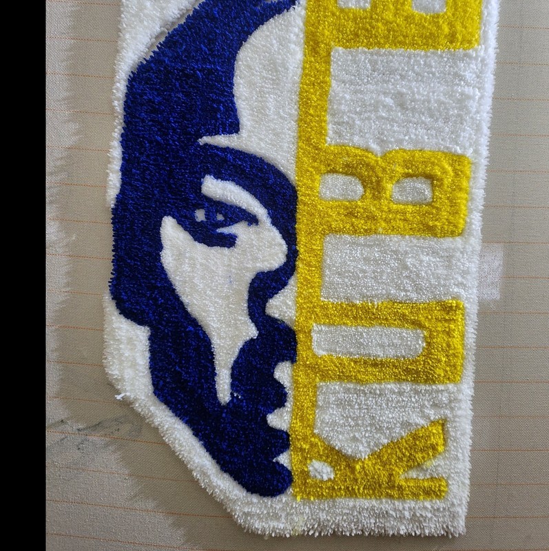 KOBE Custom TUFTED Acrylic White Blue Yellow Letters