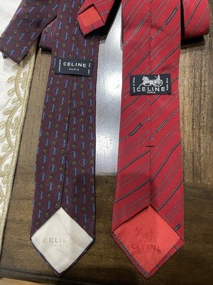 Celine Men s Tie 100%silk Lot 2 Excelent Condition