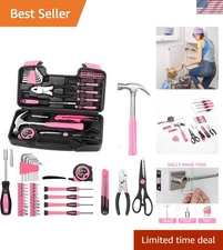Household Tool Kit Pink 39 Piece Basic DIY Home Repair Garage Office