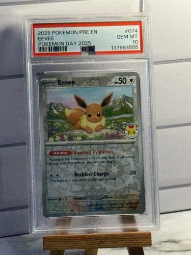 2025 POKEMON PRE EN-PRISMATIC EVOLUTIONS POKEMON DAY 2025 #074 EEVEE PSA 10