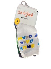 Cat Jack Boys Crew Socks 4-Pack Multicolor M 9-2.5 Polyester Blend