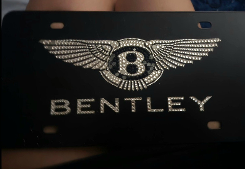 Bentley Black Decorative License Plate Winged B Logo Decorative Tag