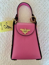 Mini Crossbody Bag with Bee Accent - Pink