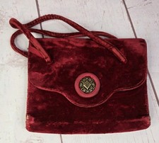 Vtg Girls Red Velvet Purse Snap Inside Zipper 5.5 x 7"