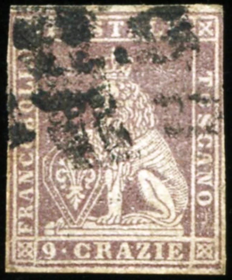 DOS LEONES DE LA TOSCANA - 1857 Scott #12 - y - 1859 Scott #16 - VLH/HR sin goma/B2 Foto 4 de 4