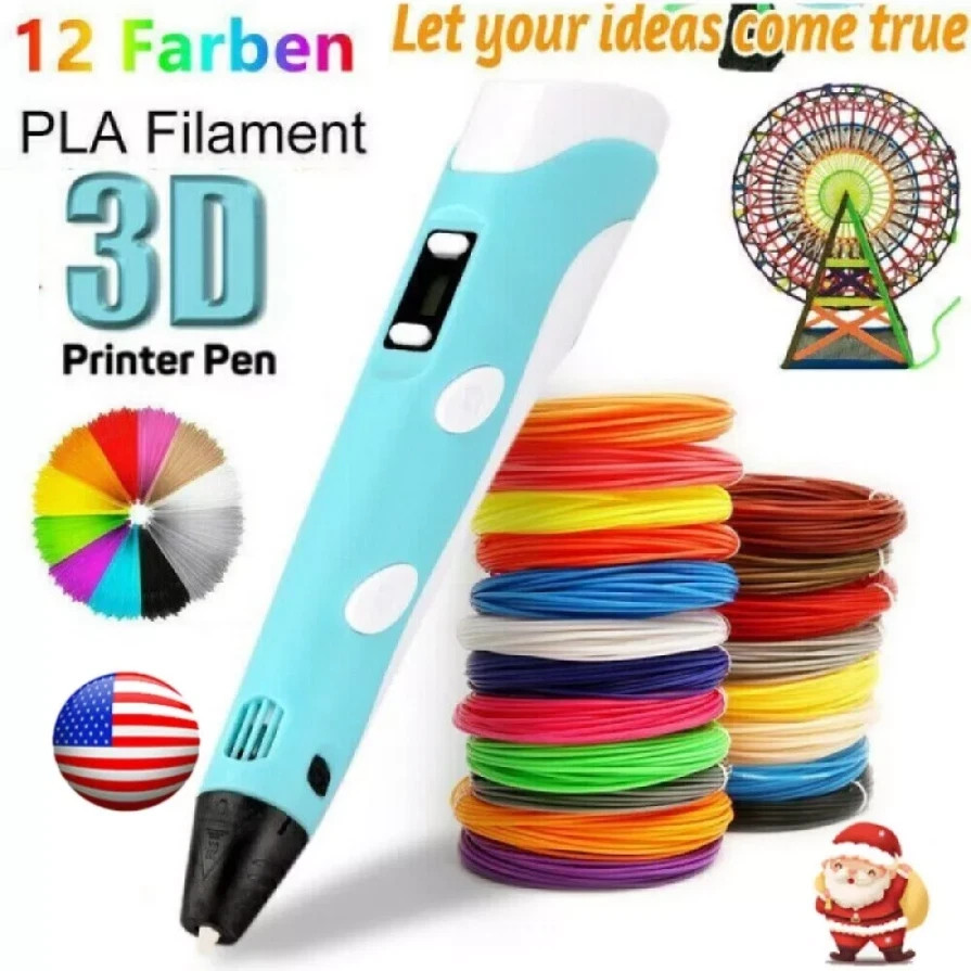 3D Printing Pen Set 3D Drawing Pen with Led Display 12 Color Filament Kid Gift