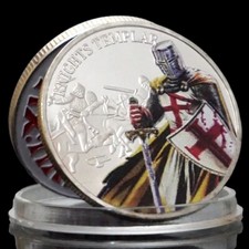 Les Templiers Chevaliers - Pièce Médaille Commémorative plaquée Argent (Réf 5C)