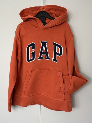 Felpa con cappuccio GAP arancione tasca frontale e dettaglio motivo applique navy età 8 anni - Foto 14 di 24