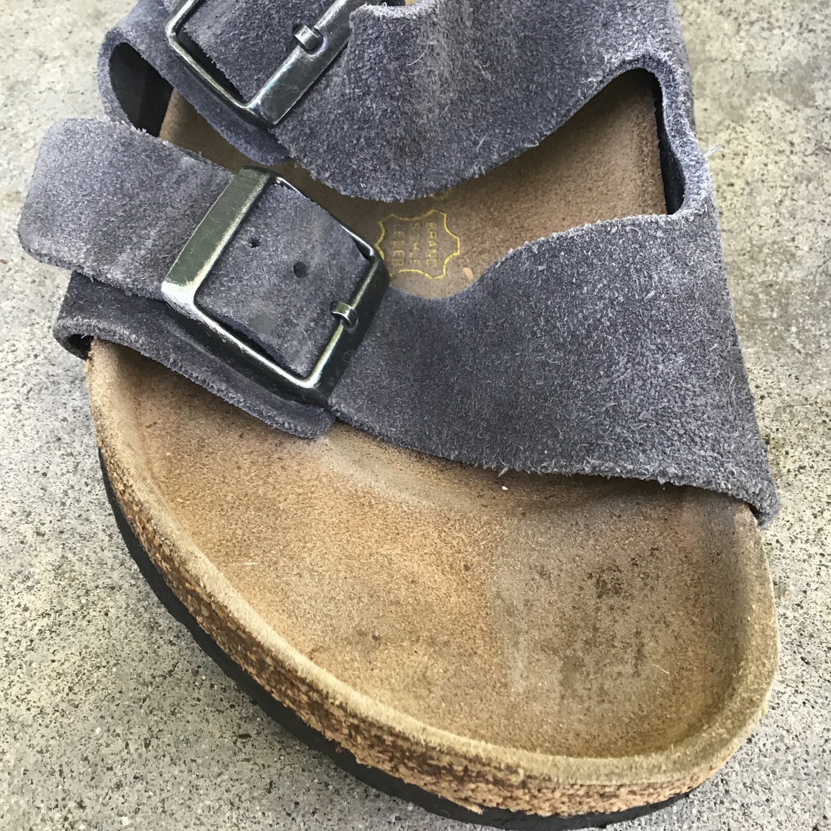 Birkenstock Arizona Two-Strap Sandals in Gray Suede Birkenstock - Arizona Sandal - Soft Footbed - Narrow - Grey  main image 3
