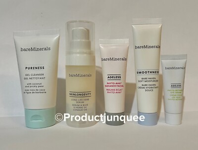 bareMinerals Lot Of 5 Pure Cleanser Serum Ageless Eye Cream Moisturizer Facial