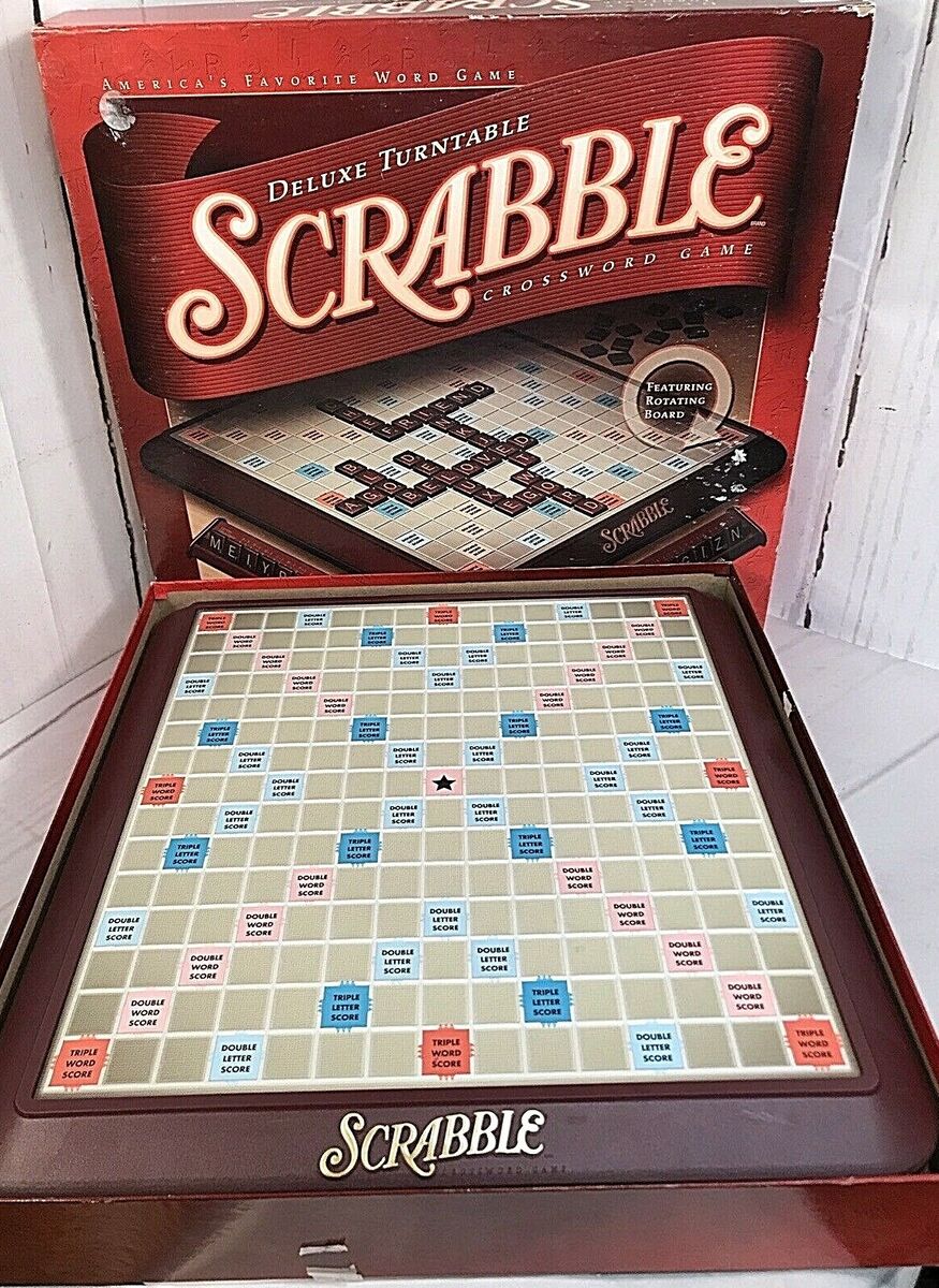 Deluxe Scrabble Turntable Hasbro Game Dictionary Wood Deluxe Scrabble Turntable Hasbro Game Dictionary Wood