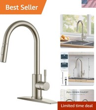 Brushed Nickel Pull Down Kitchen Faucet - High Arc Style, Dual Function Sprayer