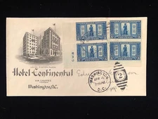 DC WASHINGTON APRIL 4, 1925 FDC #619 CORNER BLK/4 WITH INITIALS, TO WORDEN