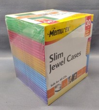  Memorex 30 Pack Single Slim Jewel Cases Multi Color CD DVD Protector 2007 NIP