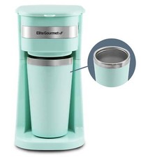 Elite Gourmet Personal Coffee Maker with Stainless Steel Interior Travel Mug