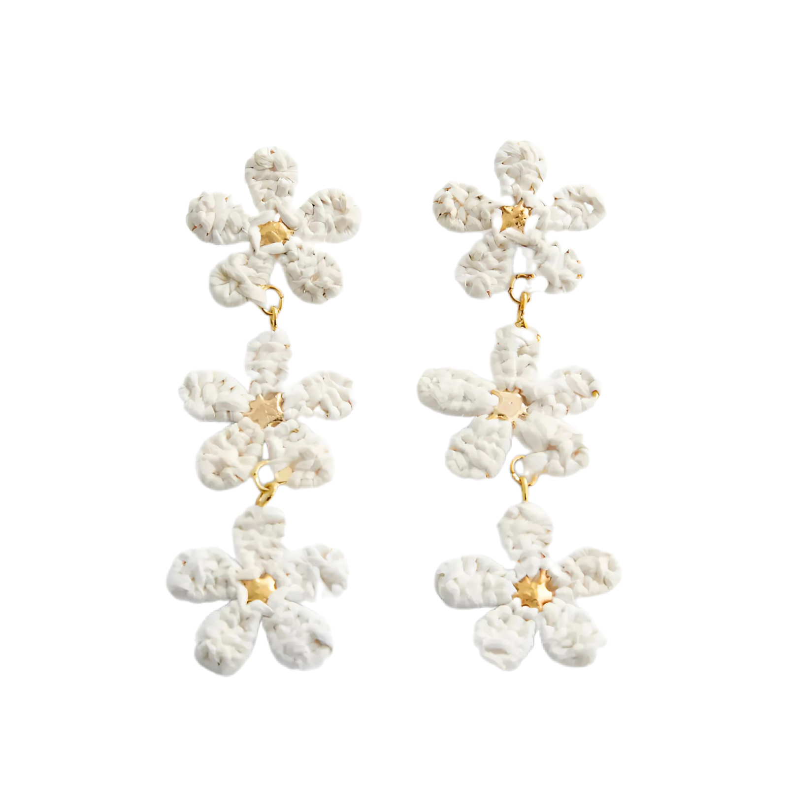Flower Raffia Earrings White Floral Drop Earrings New Jewelry