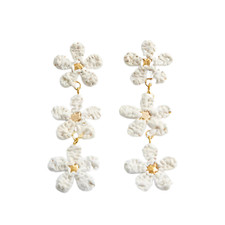 Flower Raffia Earrings White Floral Drop Earrings New Jewelry