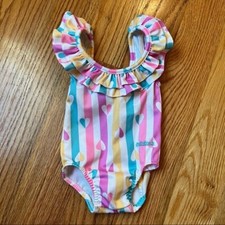 Oshkosh vintage baby girl ruffle one piece swimsuit size 12 months
