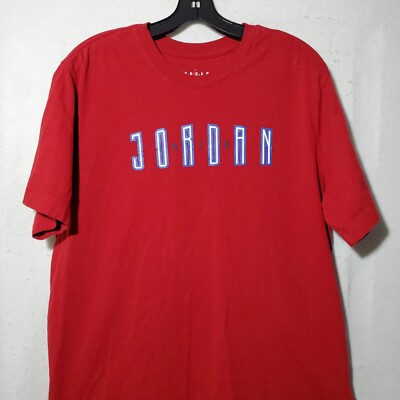Nike Air Jordan Shirt Mens Large Red Short Sleeve Logo