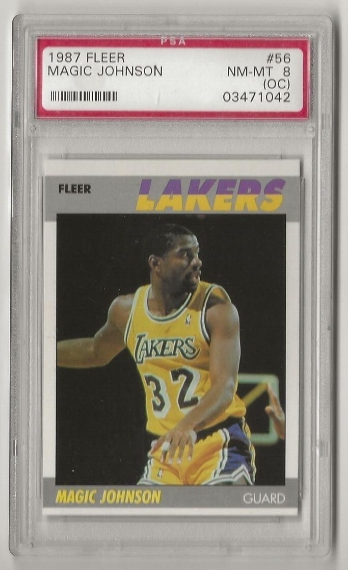 MAGIC JOHNSON - Los Angeles Lakers - 1987 Fleer #56 of 132 PSA Graded 8 (1778a)