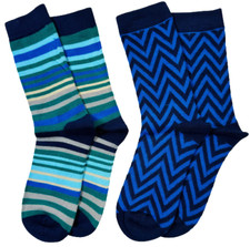 Alpine Design Women's Lifestyle Crew Socks 2-Pack,Chevron Blue,  Shoe Size 5-10